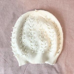 UO POINTELLE KNIT PEARL BEANIE